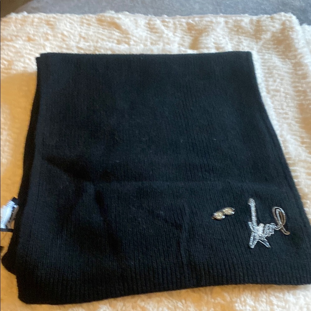 Karl Lagerfeld Black Knit Scarf